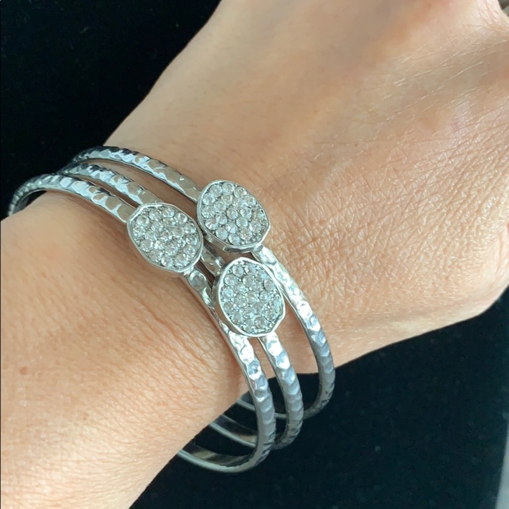Three Layer Silver Moon Crystal Bracelets - image 1